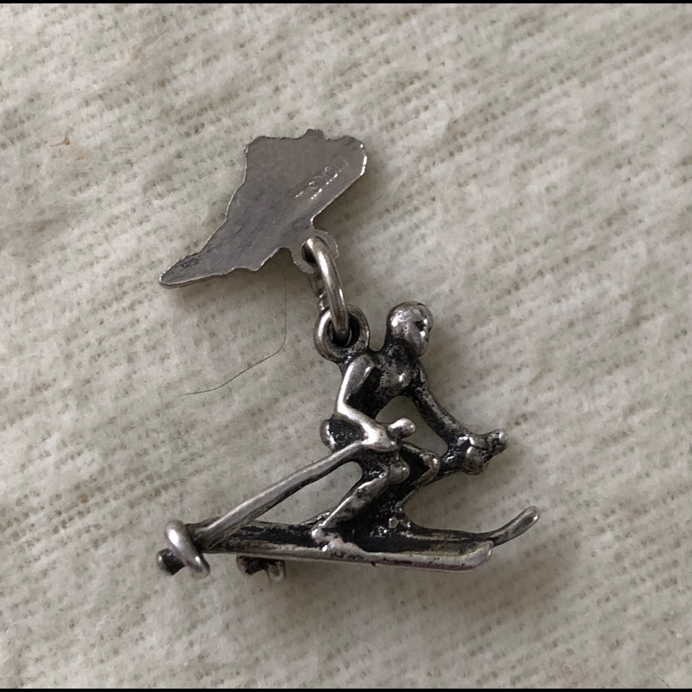 Silver North Carolina Ski Charm